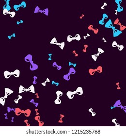 Festive Background with Colorful Bows. Trendy Pattern for Postcard, Print, Banner or Poster. Little Pretty Bows For Party Decoration, Wedding, Birthday or Anniversary Invitation. Vector
