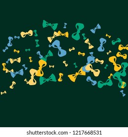 Festive Background with Colorful Bows. Trendy Pattern for Postcard, Print, Banner or Poster. Little Pretty Bows For Party Decoration, Wedding, Birthday or Anniversary Invitation. Vector
