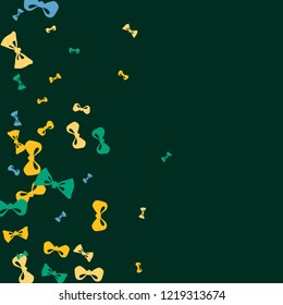 Festive Background with Colorful Bows. Trendy Pattern for Postcard, Print, Banner or Poster. Little Pretty Bows For Party Decoration, Wedding, Birthday or Anniversary Invitation. Vector
