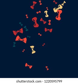 Festive Background with Colorful Bows. Trendy Pattern for Postcard, Print, Banner or Poster. Little Pretty Bows For Party Decoration, Wedding, Birthday or Anniversary Invitation. Vector
