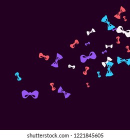 Festive Background with Colorful Bows. Trendy Pattern for Postcard, Print, Banner or Poster. Little Pretty Bows For Party Decoration, Wedding, Birthday or Anniversary Invitation. Vector
