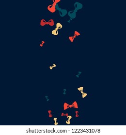Festive Background with Colorful Bows. Trendy Pattern for Postcard, Print, Banner or Poster. Little Pretty Bows For Party Decoration, Wedding, Birthday or Anniversary Invitation. Vector
