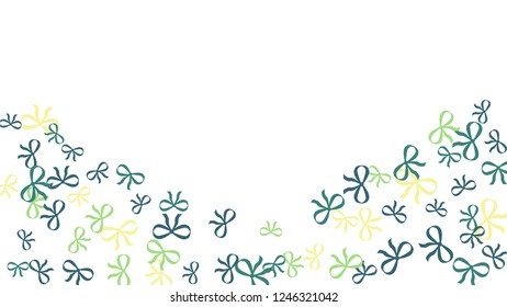 Festive Background with Colorful Bows. Trendy Pattern for Postcard, Print, Banner or Poster. Little Pretty Bows For Party Decoration, Wedding, Birthday or Anniversary Invitation. Vector
