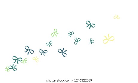 Festive Background with Colorful Bows. Trendy Pattern for Postcard, Print, Banner or Poster. Little Pretty Bows For Party Decoration, Wedding, Birthday or Anniversary Invitation. Vector
