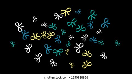 Festive Background with Colorful Bows. Trendy Pattern for Postcard, Print, Banner or Poster. Little Pretty Bows For Party Decoration, Wedding, Birthday or Anniversary Invitation. Vector
