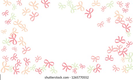 Festive Background with Colorful Bows. Trendy Pattern for Postcard, Print, Banner or Poster. Little Pretty Bows For Party Decoration, Wedding, Birthday or Anniversary Invitation. Vector