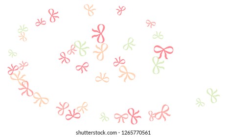 Festive Background with Colorful Bows. Trendy Pattern for Postcard, Print, Banner or Poster. Little Pretty Bows For Party Decoration, Wedding, Birthday or Anniversary Invitation. Vector