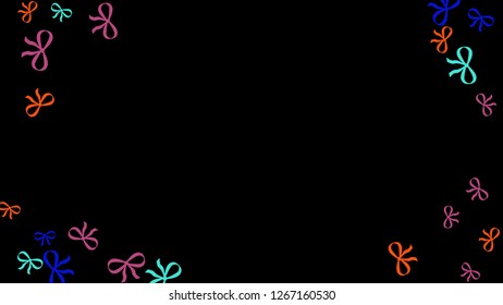 Festive Background with Colorful Bows. Trendy Pattern for Postcard, Print, Banner or Poster. Little Pretty Bows For Party Decoration, Wedding, Birthday or Anniversary Invitation. Vector