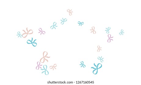 Festive Background with Colorful Bows. Trendy Pattern for Postcard, Print, Banner or Poster. Little Pretty Bows For Party Decoration, Wedding, Birthday or Anniversary Invitation. Vector