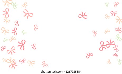 Festive Background with Colorful Bows. Trendy Pattern for Postcard, Print, Banner or Poster. Little Pretty Bows For Party Decoration, Wedding, Birthday or Anniversary Invitation. Vector
