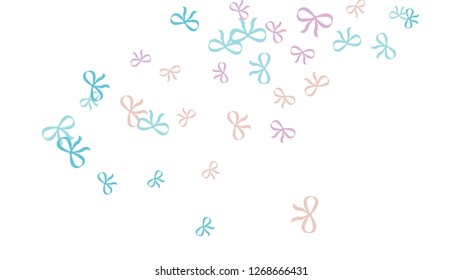 Festive Background with Colorful Bows. Trendy Pattern for Postcard, Print, Banner or Poster. Little Pretty Bows For Party Decoration, Wedding, Birthday or Anniversary Invitation. Vector