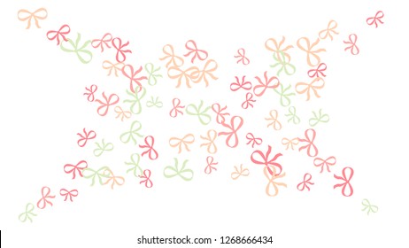 Festive Background with Colorful Bows. Trendy Pattern for Postcard, Print, Banner or Poster. Little Pretty Bows For Party Decoration, Wedding, Birthday or Anniversary Invitation. Vector