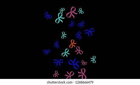 Festive Background with Colorful Bows. Trendy Pattern for Postcard, Print, Banner or Poster. Little Pretty Bows For Party Decoration, Wedding, Birthday or Anniversary Invitation. Vector