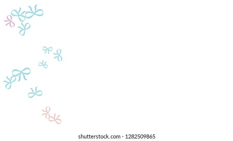 Festive Background with Colorful Bows. Trendy Pattern for Postcard, Print, Banner or Poster. Little Pretty Bows For Party Decoration, Wedding, Birthday or Anniversary Invitation. Vector Frame.

