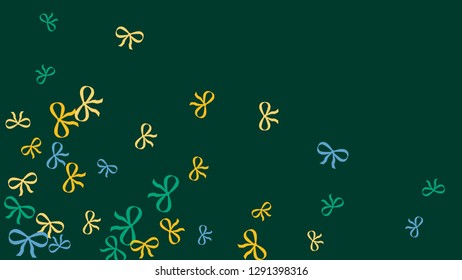 Festive Background with Colorful Bows. Trendy Pattern for Postcard, Print, Banner or Poster. Little Pretty Bows For Party Decoration, Wedding, Birthday or Anniversary Invitation. Vector
