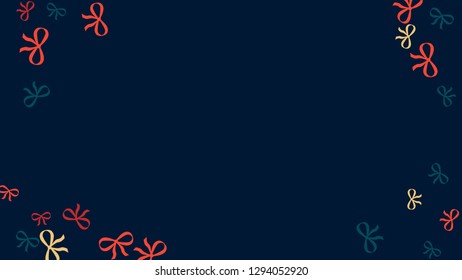 Festive Background with Colorful Bows. Trendy Pattern for Postcard, Print, Banner or Poster. Little Pretty Bows For Party Decoration, Wedding, Birthday or Anniversary Invitation. Vector
