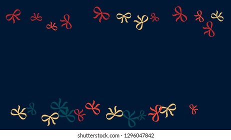 Festive Background with Colorful Bows. Trendy Pattern for Postcard, Print, Banner or Poster. Little Pretty Bows For Party Decoration, Wedding, Birthday or Anniversary Invitation. Vector
