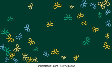 Festive Background with Colorful Bows. Trendy Pattern for Postcard, Print, Banner or Poster. Little Pretty Bows For Party Decoration, Wedding, Birthday or Anniversary Invitation. Vector
