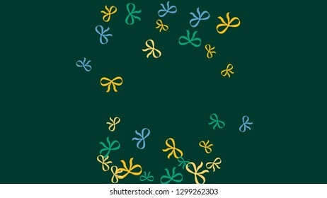 Festive Background with Colorful Bows. Trendy Pattern for Postcard, Print, Banner or Poster. Little Pretty Bows For Party Decoration, Wedding, Birthday or Anniversary Invitation. Vector
