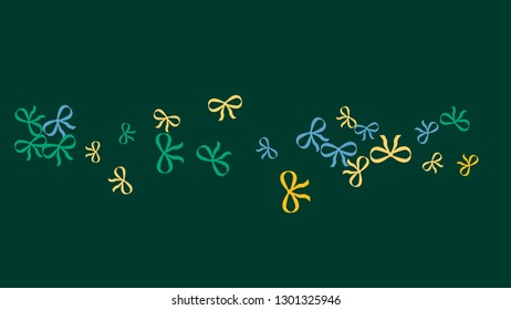 Festive Background with Colorful Bows. Trendy Pattern for Postcard, Print, Banner or Poster. Little Pretty Bows For Party Decoration, Wedding, Birthday or Anniversary Invitation. Vector
