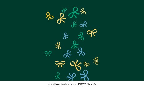 Festive Background with Colorful Bows. Trendy Pattern for Postcard, Print, Banner or Poster. Little Pretty Bows For Party Decoration, Wedding, Birthday or Anniversary Invitation. Vector

