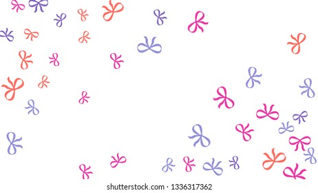 Festive Background with Colorful Bows. Trendy Pattern for Postcard, Print, Banner or Poster. Little Pretty Bows For Party Decoration, Wedding, Birthday or Anniversary Invitation. Vector
