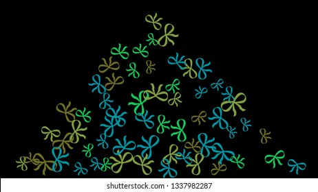 Festive Background with Colorful Bows. Trendy Pattern for Postcard, Print, Banner or Poster. Little Pretty Bows For Party Decoration, Wedding, Birthday or Anniversary Invitation. Vector
