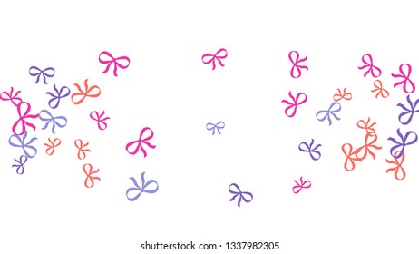 Festive Background with Colorful Bows. Trendy Pattern for Postcard, Print, Banner or Poster. Little Pretty Bows For Party Decoration, Wedding, Birthday or Anniversary Invitation. Vector
