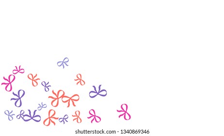 Festive Background with Colorful Bows. Trendy Pattern for Postcard, Print, Banner or Poster. Little Pretty Bows For Party Decoration, Wedding, Birthday or Anniversary Invitation. Vector
