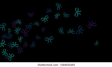 Festive Background with Colorful Bows. Trendy Pattern for Postcard, Print, Banner or Poster. Little Pretty Bows For Party Decoration, Wedding, Birthday or Anniversary Invitation. Vector
