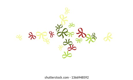 Festive Background with Colorful Bows. Trendy Pattern for Postcard, Print, Banner or Poster. Little Pretty Bows For Party Decoration, Wedding, Birthday or Anniversary Invitation. Vector
