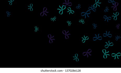 Festive Background with Colorful Bows. Trendy Pattern for Postcard, Print, Banner or Poster. Little Pretty Bows For Party Decoration, Wedding, Birthday or Anniversary Invitation. Vector
