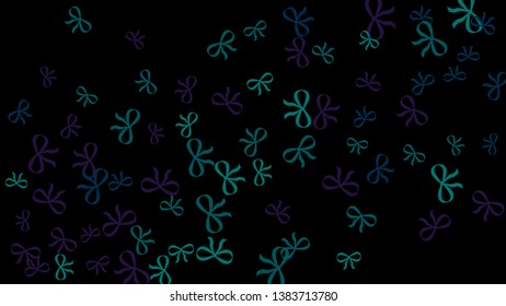 Festive Background with Colorful Bows. Trendy Pattern for Postcard, Print, Banner or Poster. Little Pretty Bows For Party Decoration, Wedding, Birthday or Anniversary Invitation. 