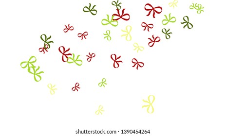 Festive Background with Colorful Bows. Trendy Pattern for Postcard, Print, Banner or Poster. Little Pretty Bows For Party Decoration, Wedding, Birthday or Anniversary Invitation. Vector Frame.
