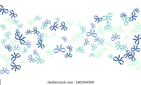 Festive Background with Colorful Bows. Trendy Pattern for Postcard, Print, Banner or Poster. Little Pretty Bows For Party Decoration, Wedding, Birthday or Anniversary Invitation. Vector
