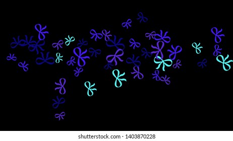 Festive Background with Colorful Bows. Trendy Pattern for Postcard, Print, Banner or Poster. Little Pretty Bows For Party Decoration, Wedding, Birthday or Anniversary Invitation. Vector
