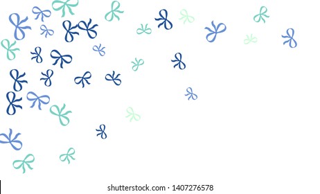 Festive Background with Colorful Bows. Trendy Pattern for Postcard, Print, Banner or Poster. Little Pretty Bows For Party Decoration, Wedding, Birthday or Anniversary Invitation. Vector
