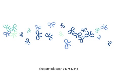 Festive Background with Colorful Bows. Trendy Pattern for Postcard, Print, Banner or Poster. Little Pretty Bows For Party Decoration, Wedding, Birthday or Anniversary Invitation. Vector Frame.
