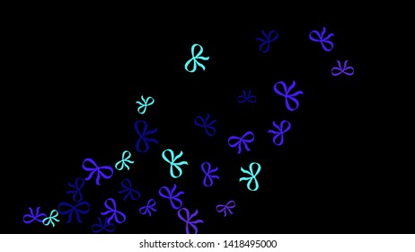 Festive Background with Colorful Bows. Trendy Pattern for Postcard, Print, Banner or Poster. Little Pretty Bows For Party Decoration, Wedding, Birthday or Anniversary Invitation. Vector Frame.
