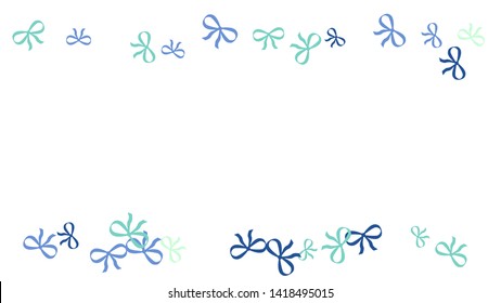 Festive Background with Colorful Bows. Trendy Pattern for Postcard, Print, Banner or Poster. Little Pretty Bows For Party Decoration, Wedding, Birthday or Anniversary Invitation. Vector Frame.
