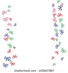Festive Background with Colorful Bows. Trendy Pattern for Postcard, Print, Banner or Poster. Little Pretty Bows For Party Decoration, Wedding, Birthday or Anniversary Invitation. Vector
