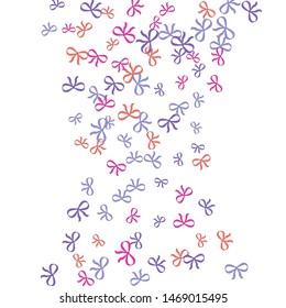 Festive Background with Colorful Bows. Trendy Pattern for Postcard, Print, Banner or Poster. Little Pretty Bows For Party Decoration, Wedding, Birthday or Anniversary Invitation. Vector Frame.
