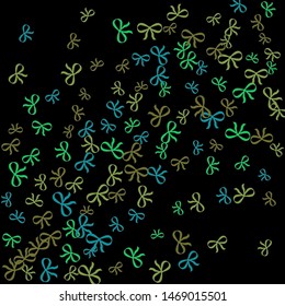 Festive Background with Colorful Bows. Trendy Pattern for Postcard, Print, Banner or Poster. Little Pretty Bows For Party Decoration, Wedding, Birthday or Anniversary Invitation. Vector Frame.
