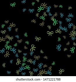Festive Background with Colorful Bows. Trendy Pattern for Postcard, Print, Banner or Poster. Little Pretty Bows For Party Decoration, Wedding, Birthday or Anniversary Invitation. Vector Frame.
