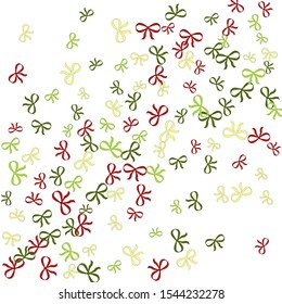 Festive Background with Colorful Bows. Trendy Pattern for Postcard, Print, Banner or Poster. Little Pretty Bows For Party Decoration, Wedding, Birthday or Anniversary Invitation. Vector 
