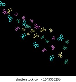 Festive Background with Colorful Bows. Trendy Pattern for Postcard, Print, Banner or Poster. Little Pretty Bows For Party Decoration, Wedding, Birthday or Anniversary Invitation. Vector 
