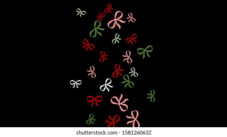 Festive Background with Colorful Bows. Trendy Pattern for Postcard, Print, Banner or Poster. Little Pretty Bows For Party Decoration, Wedding, Birthday or Anniversary Invitation. Vector
