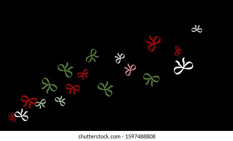 Festive Background with Colorful Bows. Trendy Pattern for Postcard, Print, Banner or Poster. Little Pretty Bows For Party Decoration, Wedding, Birthday or Anniversary Invitation. Vector 
