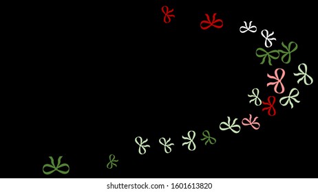 Festive Background with Colorful Bows. Trendy Pattern for Postcard, Print, Banner or Poster. Little Pretty Bows For Party Decoration, Wedding, Birthday or Anniversary Invitation. Vector 
