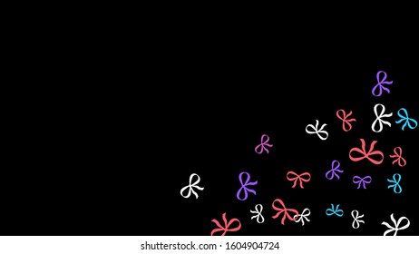 Festive Background with Colorful Bows. Trendy Pattern for Postcard, Print, Banner or Poster. Little Pretty Bows For Party Decoration, Wedding, Birthday or Anniversary Invitation. Vector 
